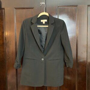 Michael Michael Kors Black Ruched Sleeve Blazer Size 2